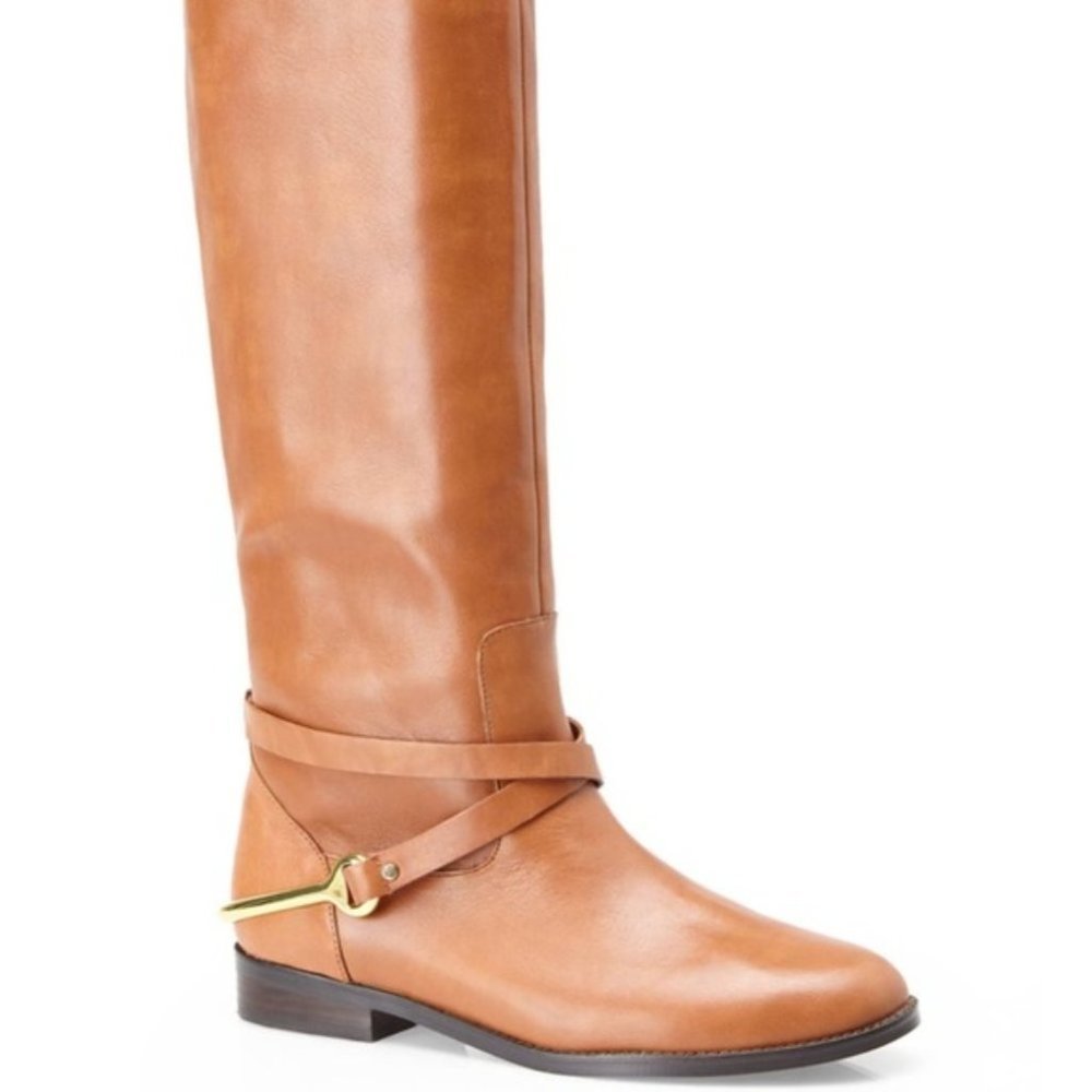 [SOLD] Ralph Lauren Tan Jenny Riding Boots Soft Leather Brown Knee High